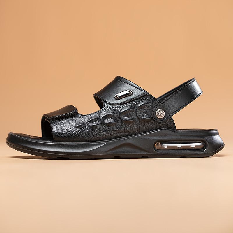 Модный бренд Кожаные сандалии Мужские Повседневные Пляжные туфли Воздушная подушка Противоскользящие Спортивные сандалии Уличные Повседневные Мужские сандалии Sandalias De Hombre