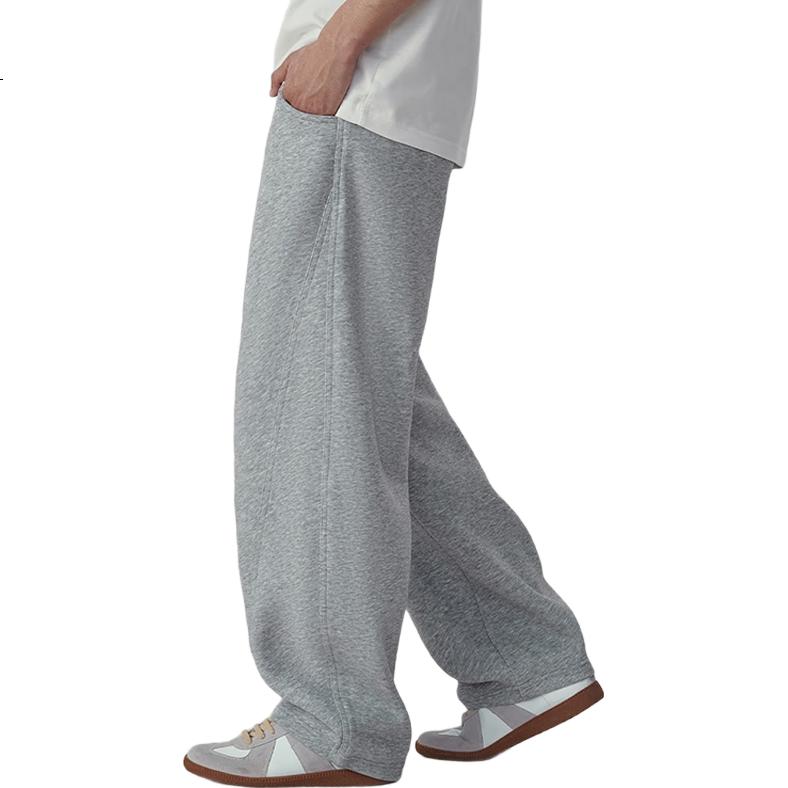 Dingfengbaoluo American-Style Sports Sweatpants for Men, Spring Heavyweight Loose Straight Wide-Leg Casual Pants DBK88 Light Gray L