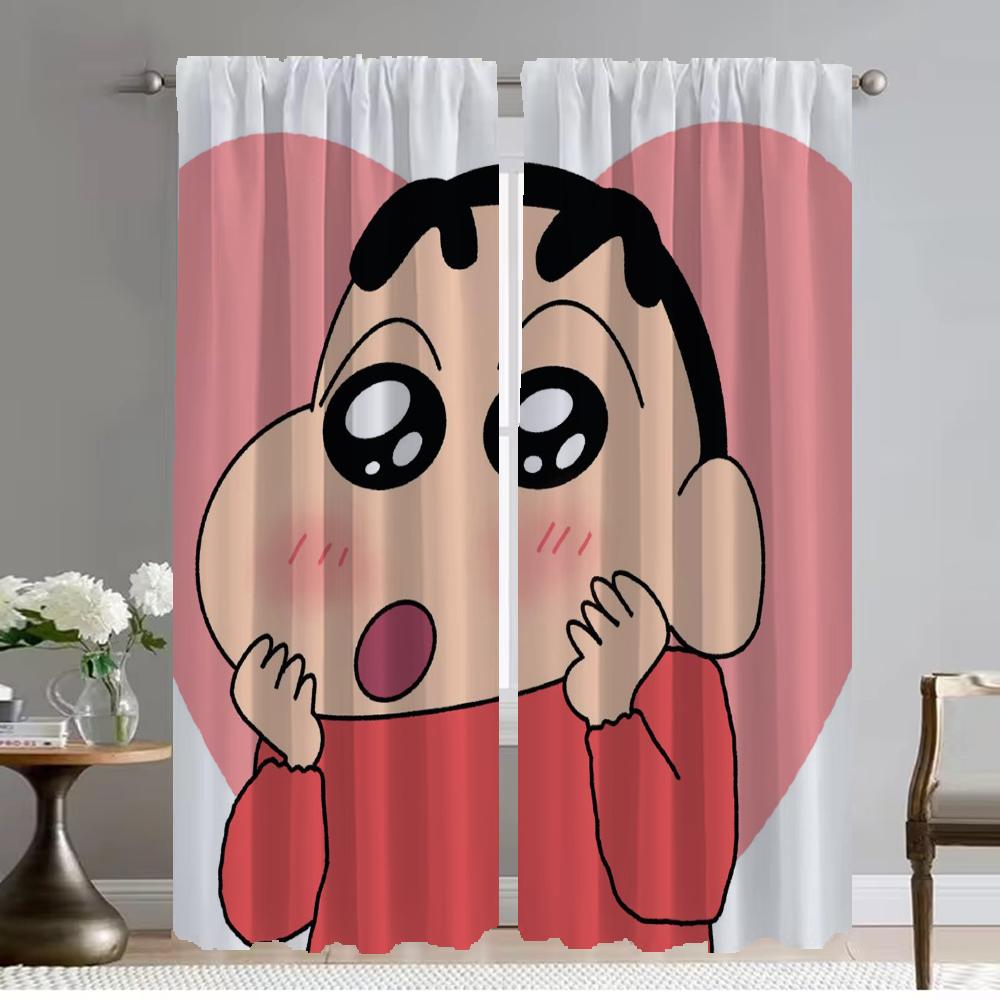 Crayon-Shin-chan Blackout Curtains for Living Room Halloween Decoration Partition Anti-mosquito Curtains 2 Pieces Window Curtain