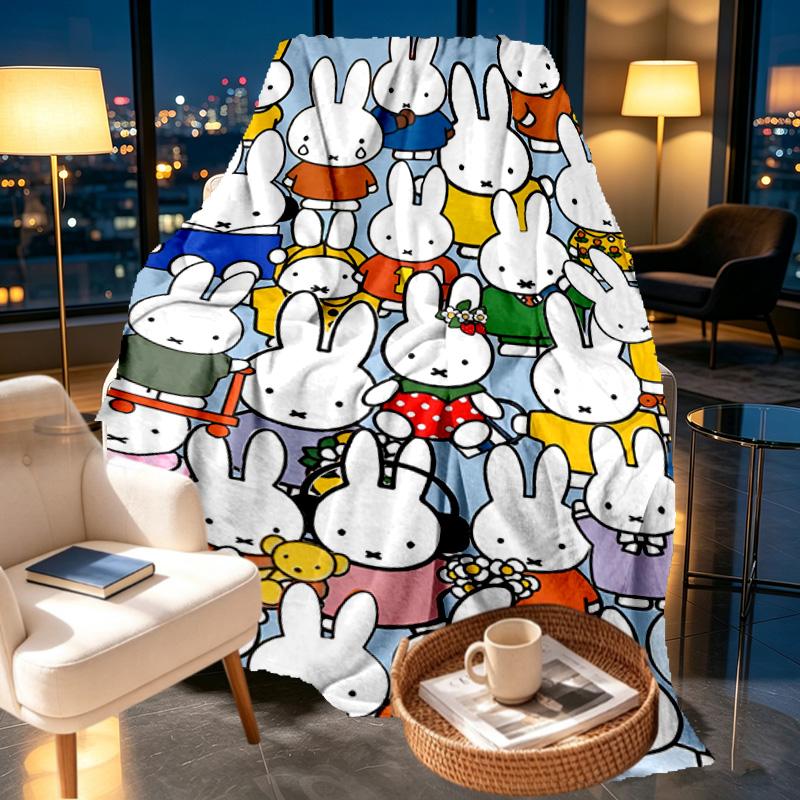 Miffy Print Blanket - Soft & Comfortable, for Bedroom, Travel, Sofa, Home Decoration - Birthday Christmas Gift for Friend