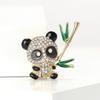 Fashion Personalized Rhinestone Take Bamboo Panda Brooch Niche Versatile Men'S And Women'S Clothing Corsage Jewelry Pin