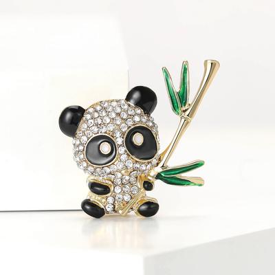 Модные персонализированные стразы Take Bamboo Panda Брошь Ниша Универсальная мужская и женская одежда Корсаж Ювелирные изделия Булавка