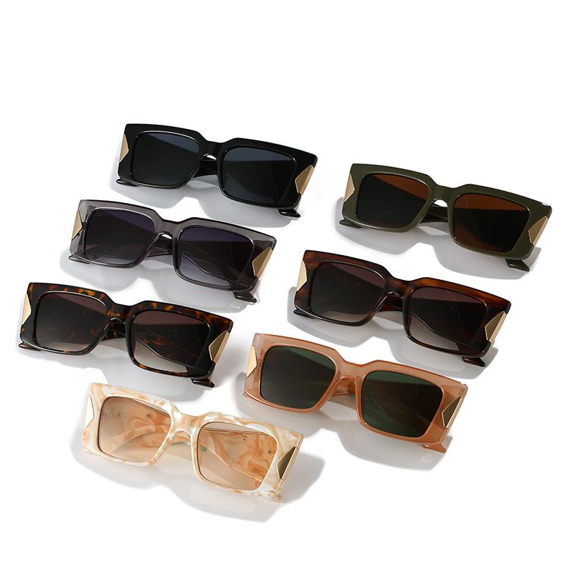Box sunglasses, European and American MD Internet celebrity ins glasses personalized wide leg metal sunglasses men and women