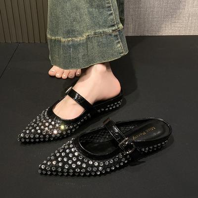 Хрустальные женские мюли, роскошные балетки, тапочки, сетчатые повседневные сандалии, тренд, новый бренд 2025, лето, женские слинбэки, кроссовки Mujer
