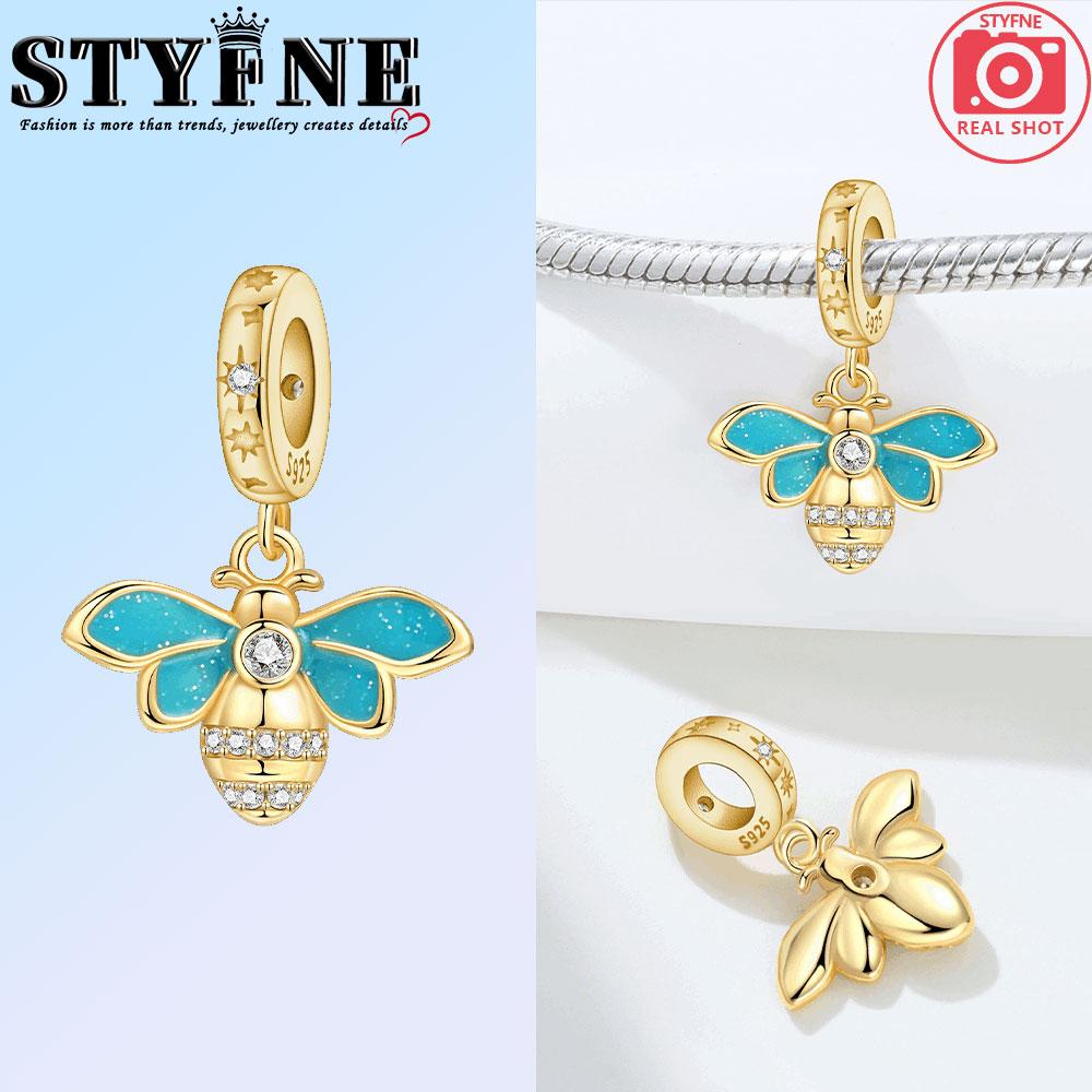 Copper Dreamy Bee Firefly Luminous Purple Butterfly Charms Beads Pendant For Original Bracelet Woman Girl Jewelry