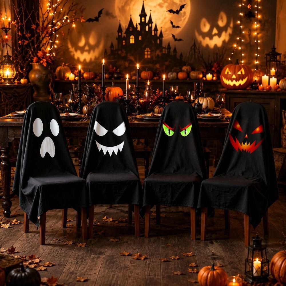 Soft Halloween Dinner Chair Seat Cover Skull Pattern Festival Table Decor Home Decoration