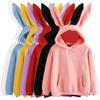 Осень-зима женские толстовки с капюшоном Kawaii Rabbit Ears Fashion Hoody Casual Colors Solid Color Теплая толстовка с капюшоном для женщин