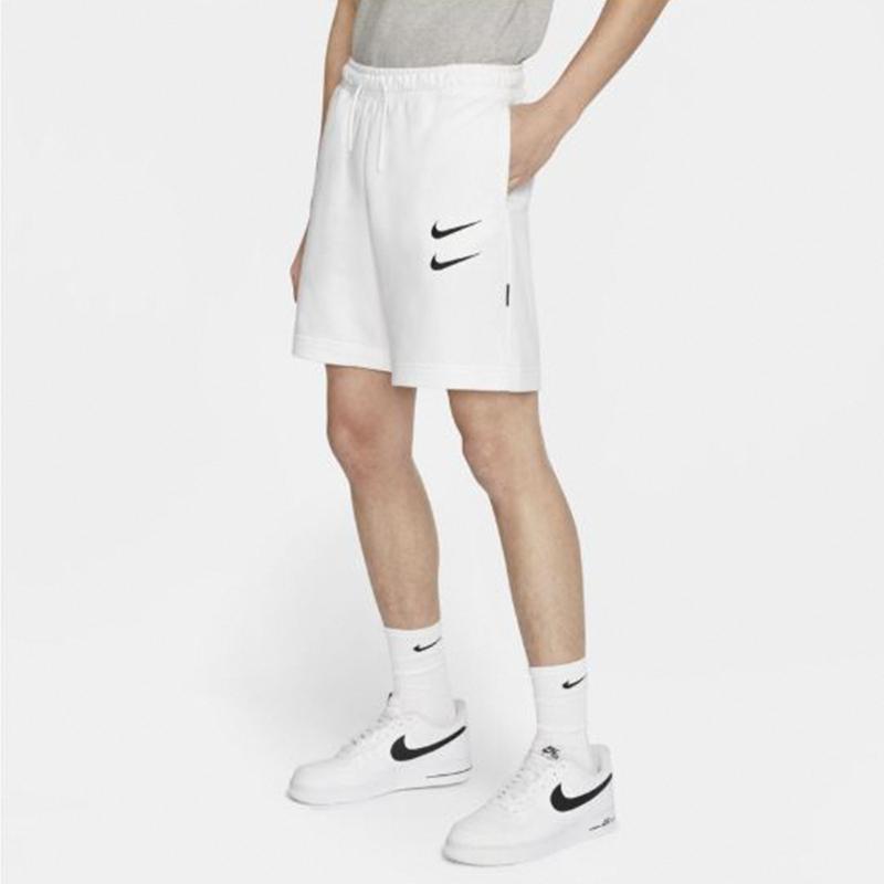 Nike Летние свободные повседневные спортивные шорты с двойным крючком Swoosh с завязками, мужские брюки белого цвета CJ4883-100
