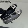Spring Designer Crystal Women Mary Jane Shoes Fashion Shallow Flats Shoes Concise Outdoor Soft Sole Shoes
