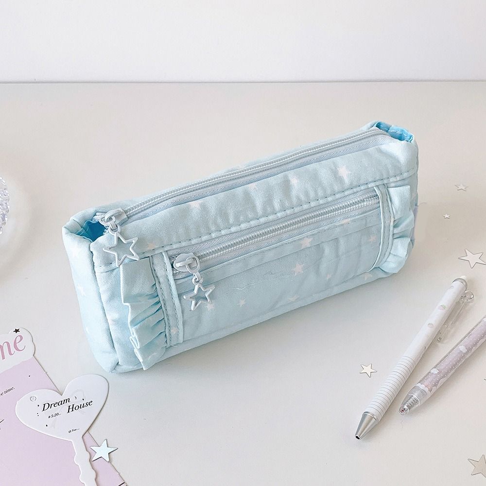 Large Capacity Star Pencil Case Printed Makeup Bag Trendy Pen Organizer Kids Gift