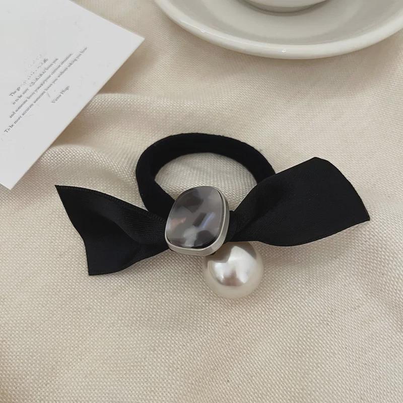 Korean Style Bow and Pearl Elastic Hair Band