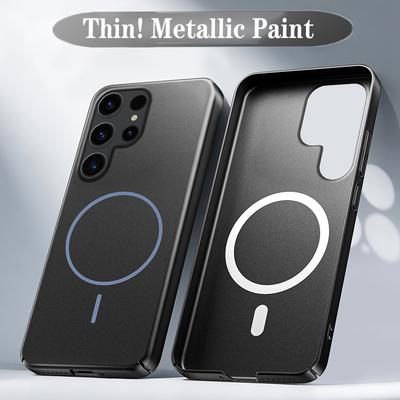 Ультратонкий Металлический Магнитный Чехол Для Samsung S25 S24 S23 S22 Ultra Plus Для Беспроводной Зарядки Magsafe Бронированный Жесткий PC Чехол