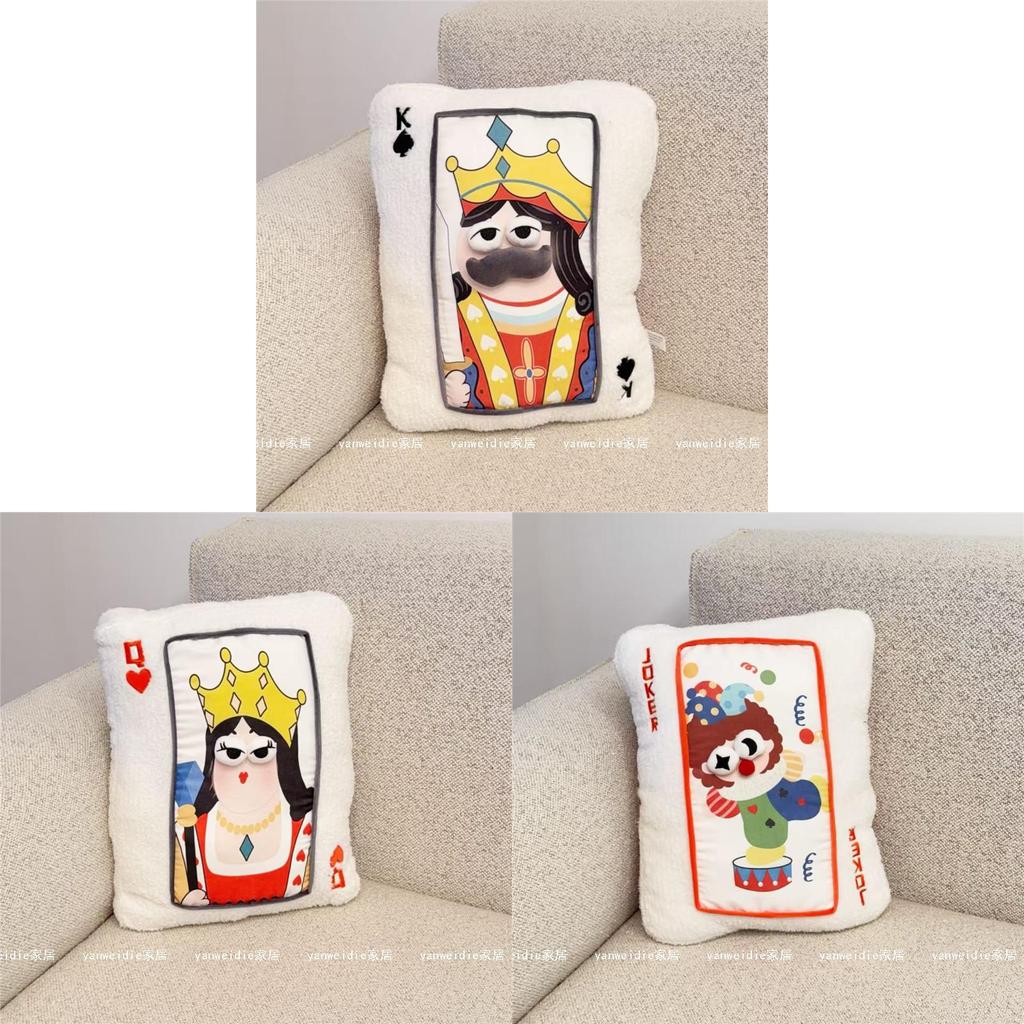Забавная мультяшная колода игральных карт Плюшевая подушка для декора гостиной и комфортного сна