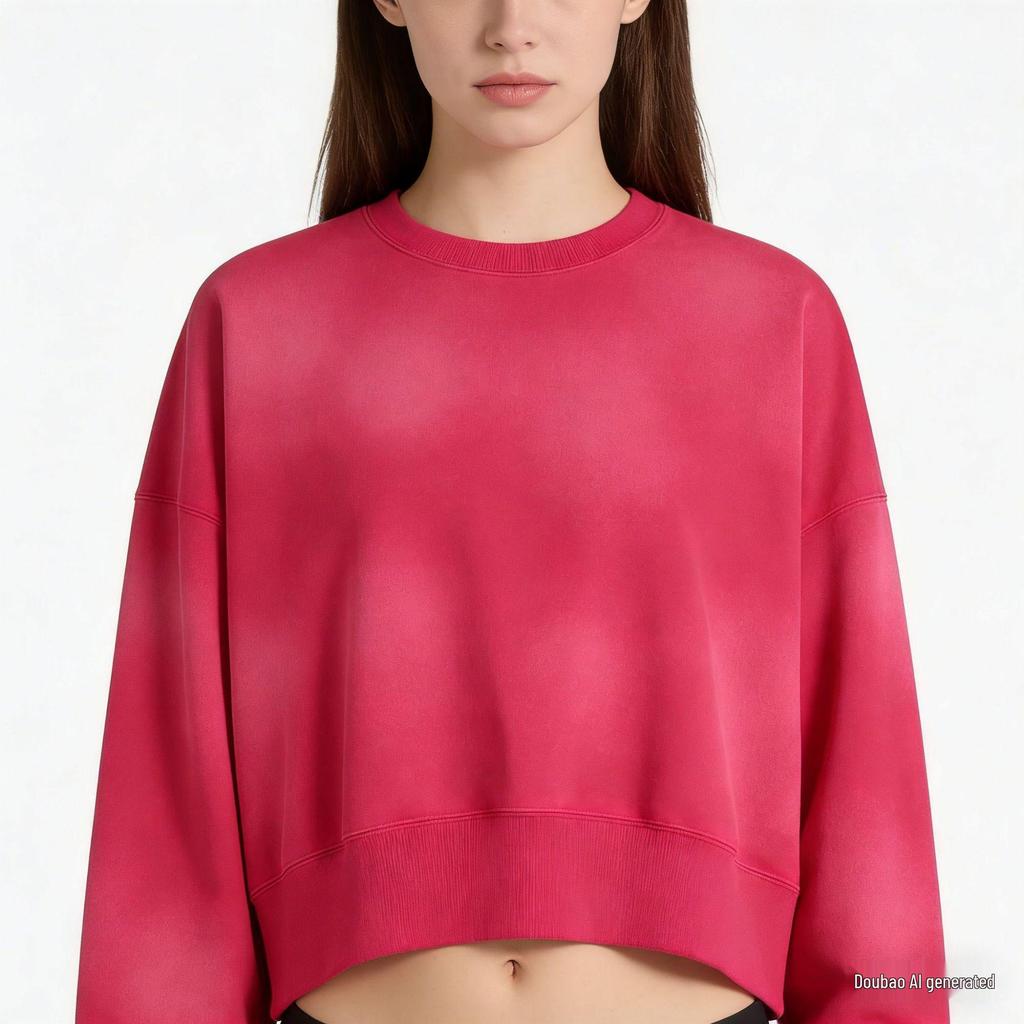 Heavyweight Vintage Spray-Painted Monkey Sweatshirt: Women's Cropped, Retro Drop Shoulder, European & American Hot Girl Casual Style