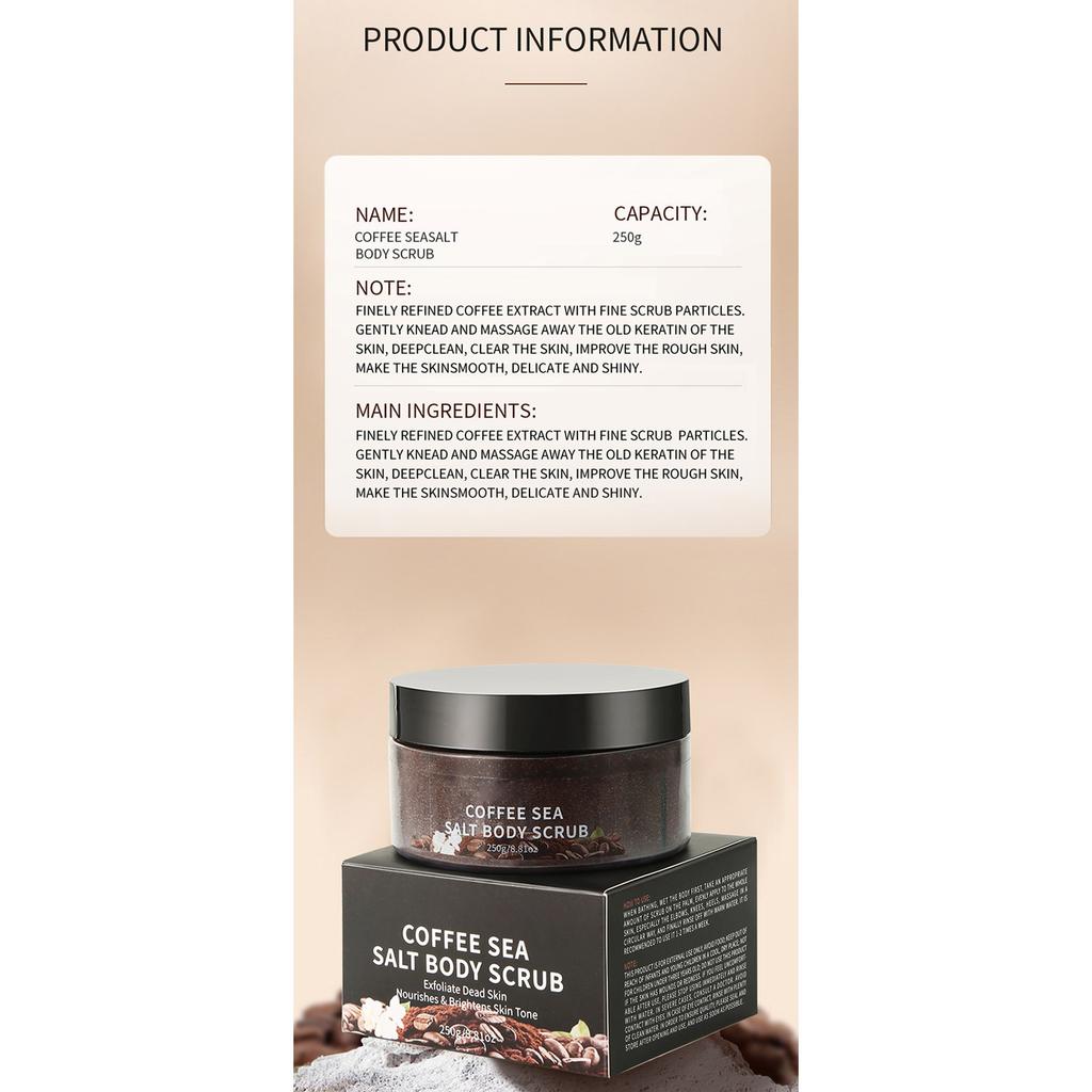 Body Scrub Cream with Gentle Exfoliation - 250g Deep Cleansing Moisturizer for Smooth, Brightened Skin - Bath & Shower Skincare Tool, 1 Piece