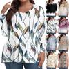 Womens Plus Size Tops Long Sleeve Print Shirts V Neck Casual Clothing Clothes Tops