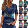 Women's T Shirt Tee Print Button Short Sleeve Daily Weekend Fashion Basic V- Neck Regular Top