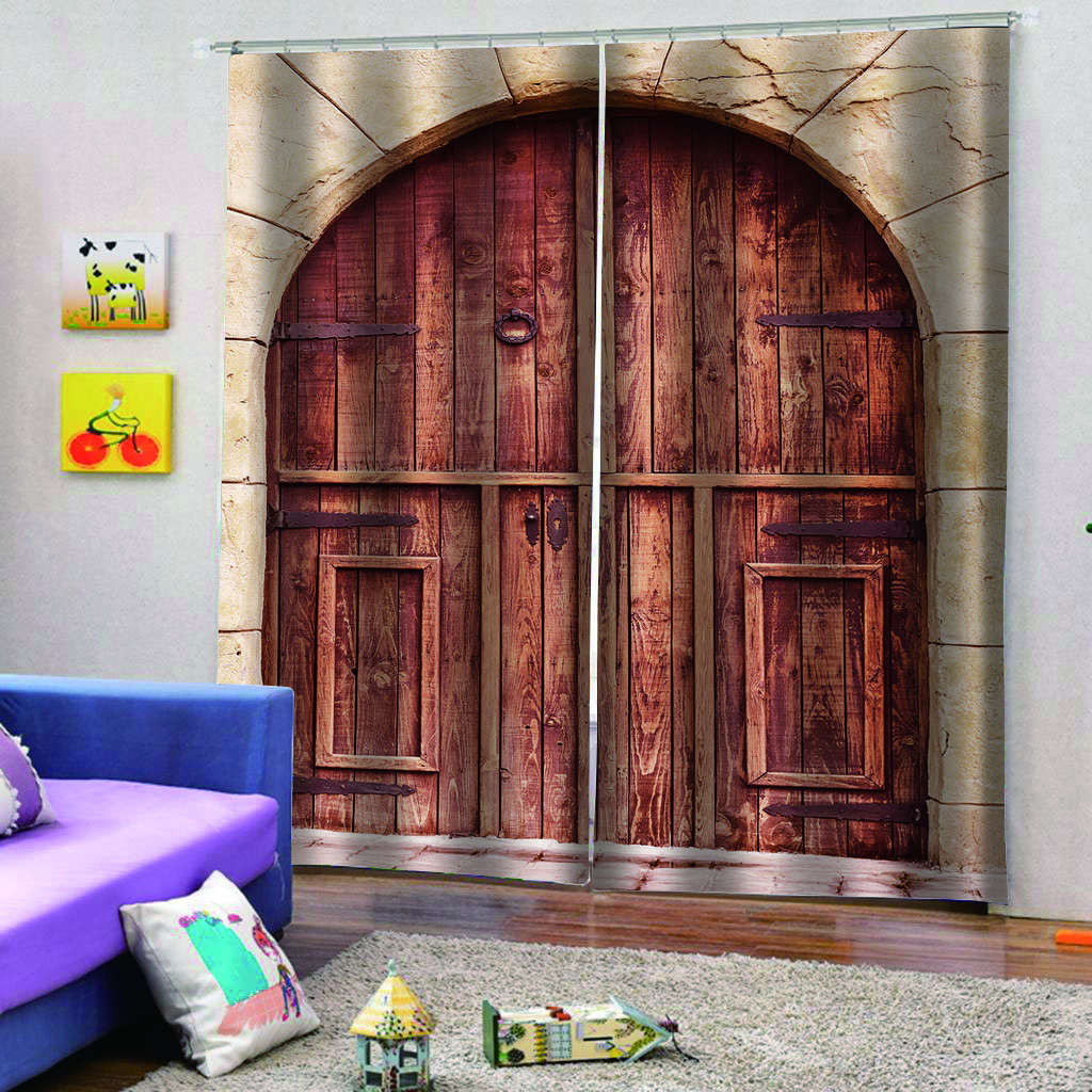 Состаренные ворота, геометрический узор, дизайн дверного проема, вход, архитектурные шторы в восточном стиле, оконные шторы для декора спальни