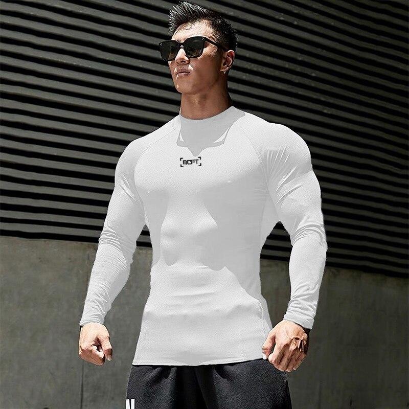 Muscleguys Весенне-осенняя новая мужская простая футболка с высоким воротом и длинными рукавами, облегающий свитер для бега для фитнеса