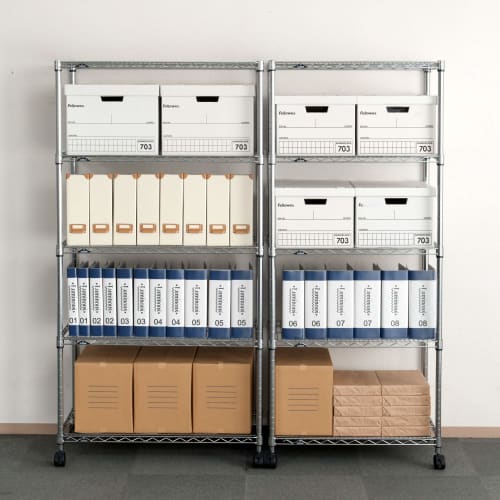 Doshisha Luminous Regular Steel Rack, 90cm Wide, 5 Shelves, Gap Storage, Rust-Resistant, Commercial Grade, 250kg Load Capacity (Per Shelf), Casters, W