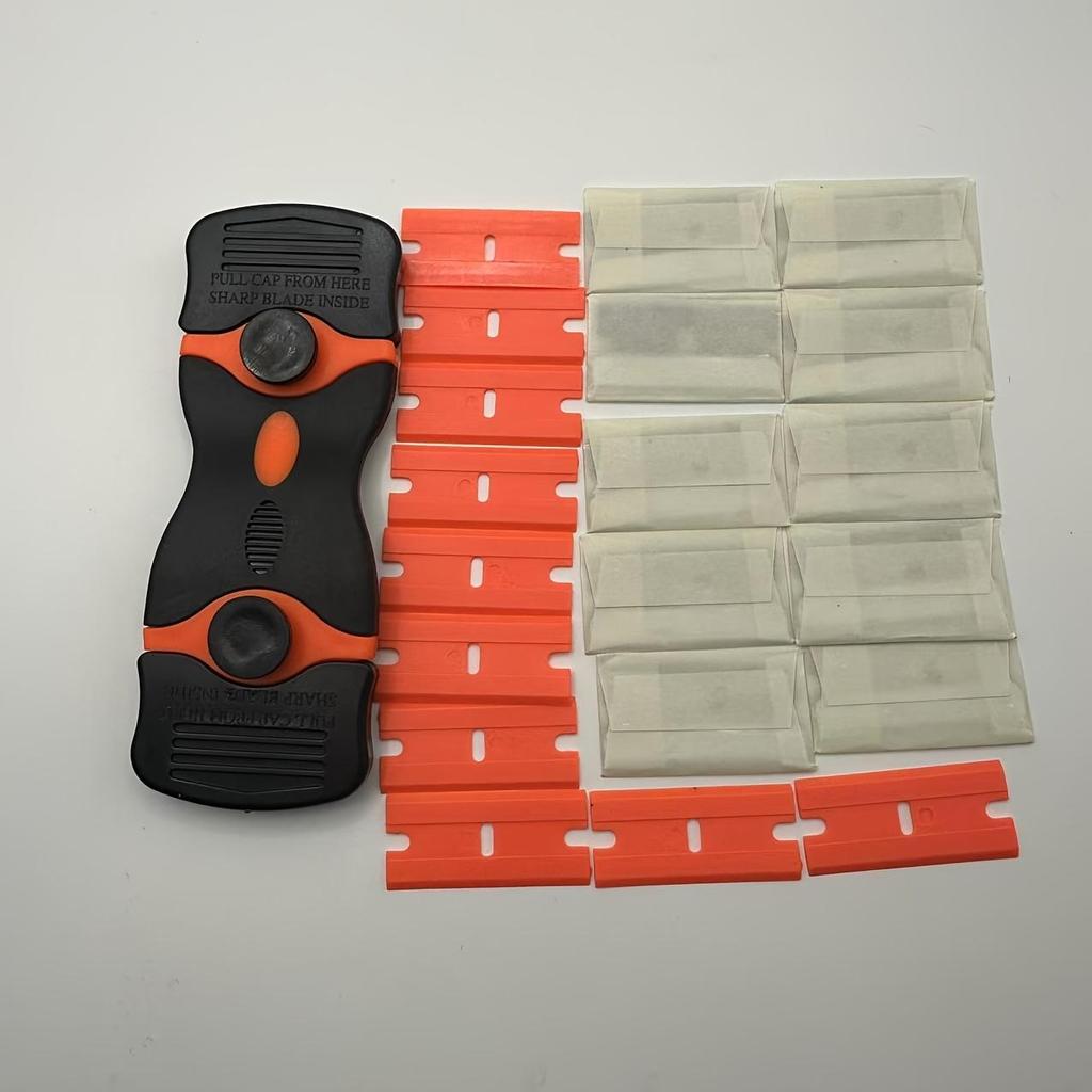 Универсальный двухсторонний скребок для удаления клея с 10 металлическими и 10 пластиковыми лезвиями