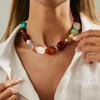 Creative Bead Beads Short Choker Stone Vintage Colorful Resin Necklace Y2K Adjustable Clavicle Chain Party