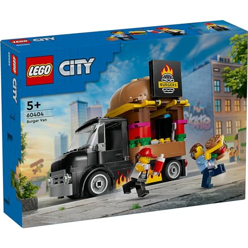 Игрушка LEGO City Грузовик с гамбургерами, Подарок на день рождения, Развивающие конструкторы, для мальчиков и девочек, Возраст 5, 6, 7 и 8 лет, Транспортное средство, Миниатюрная машинка, Модель машины, 60