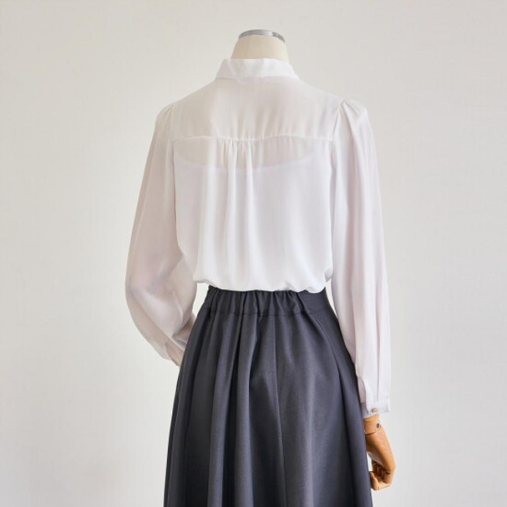 Customable Pearl Button Draped Frill Blouse T2608bl135c