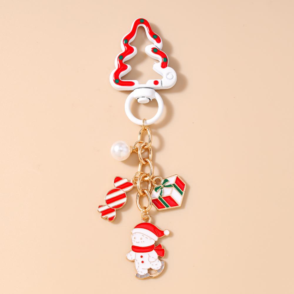 Fashion Christmas Tree Keychain Women Girls Santa Claus Snowman Key Ring Pendants for Handbag Decor DIY Key Chain New Year Gifts