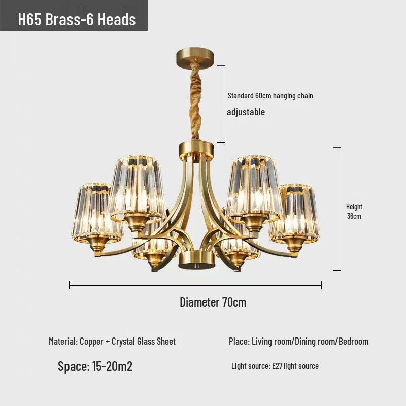 All-Copper Modern Minimalist Luxury Chandelier for Living Room, Bedroom, Study, or Restaurant