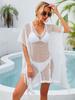 Женское летнее солнцезащитное платье-смок с вырезами, короткое пляжное платье