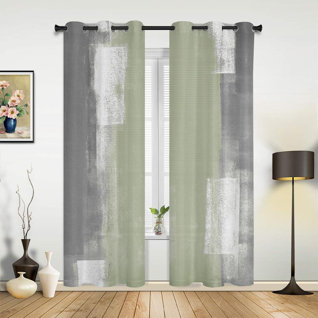 Orange Gray Abstract Oil Painting Texture Curtains for Bedroom Living Room Drapes Kitchen Kid's Room Window Curtain Home Decor