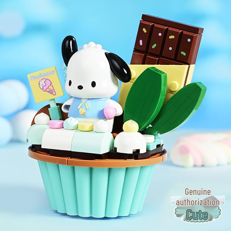 Hello Kitty Cinnamoroll Hamburger & Ice Cream Truck Building Blocks Toy