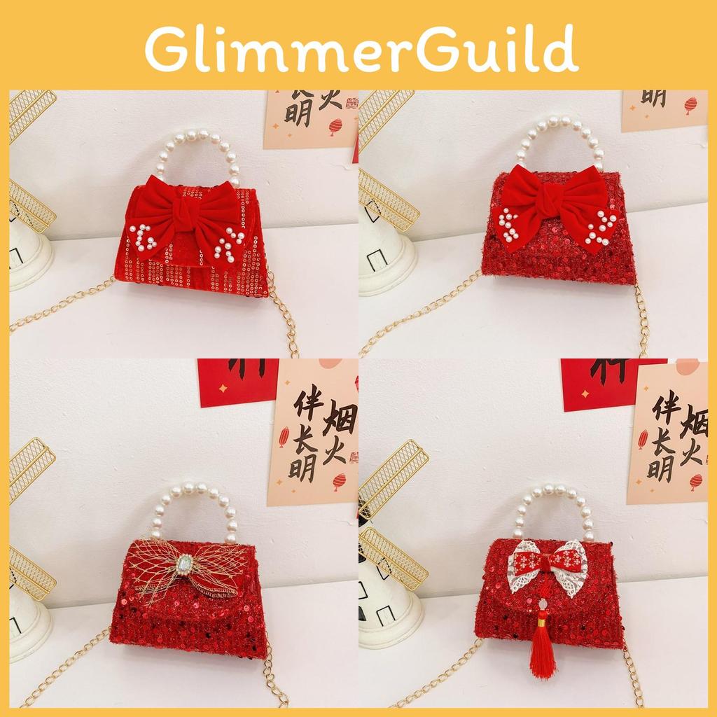 Очаровательная красная блестящая сумочка с бантом-бабочкой для детей, идеально подходящая для повседневного использования