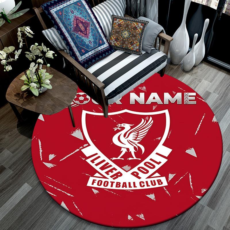 Custom Name,Liverpool pattern round rug,Carpet Rug for Living Room Bedroom Playroom ,Non-slip Floor Mat,Holiday Gifts and Birthday Gifts.