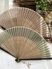 Складной веер женский простой пустой сплошной элегантный ретро светло-серый зеленый светло-кофейный танцевальный реквизит для выступлений в древнем стиле ханьфу