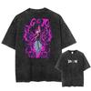 Japan Anime Jujutsu Kaisen Gojo Satoru Print Washed Tshirt Men pure Cotton Tshirts Manga Casual T Shirt Harajuku Top Streetwear