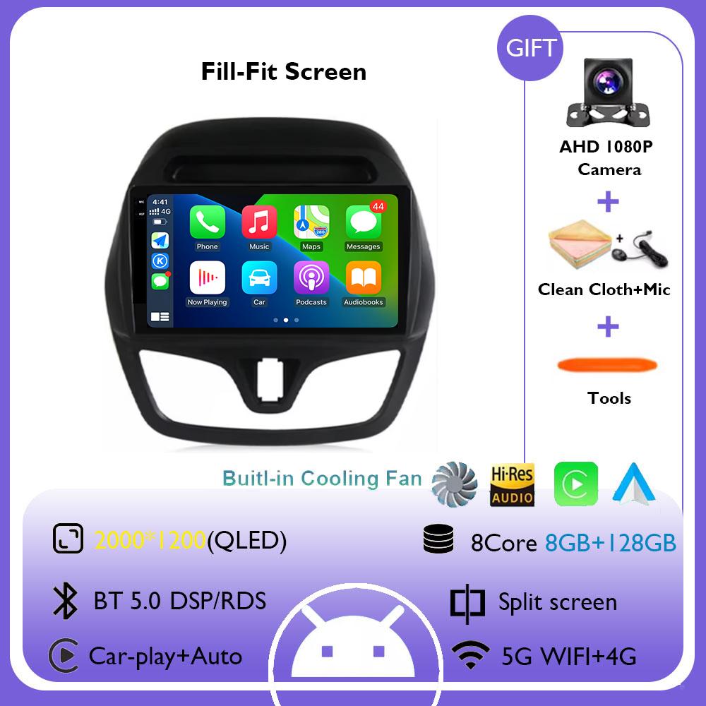 Android 14 WIFI+4G Stereo Car Radio for Chevrolet Spark Beat 2015 - 2018 Multimidia Video Player Auto CarPlay GPS QLED Screen