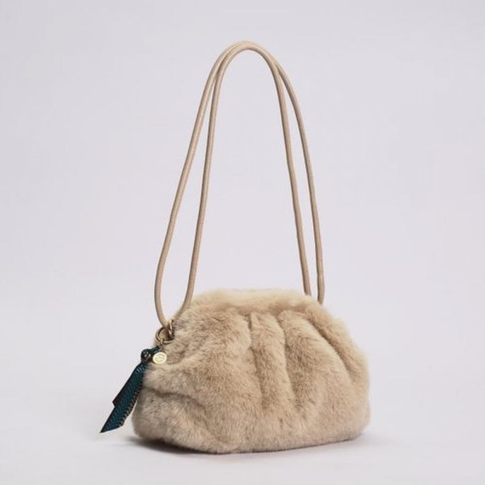 Lara Fur Clutch Crossbody Bag Beige Lala2f135