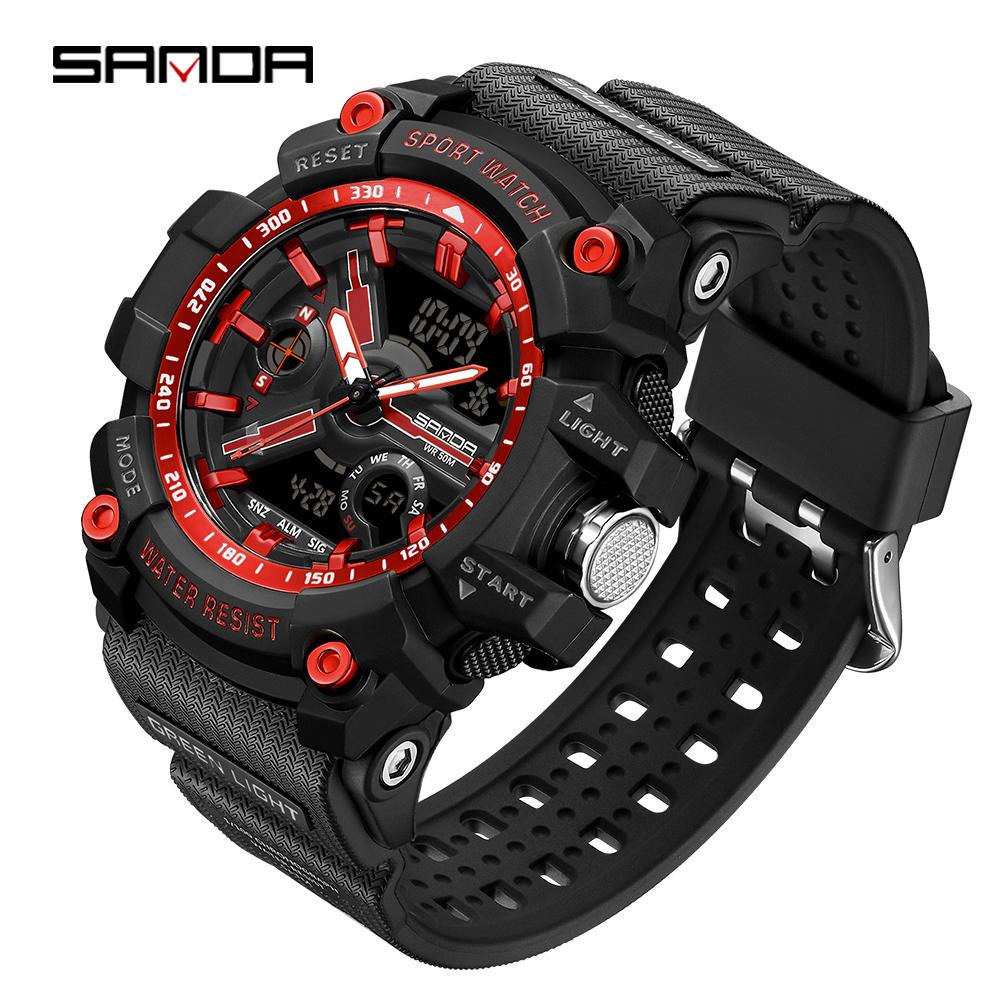 SANDA New Electronic Watch Waterproof Fashion Trend Black Technology Multifunctional Shockproof Men's Watch