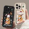 Christmas Elk Snowman Pattern Case for iPhone 16 Pro 15 14 Plus 13 12 11 Pro Max Xr Xs X 8 7 Lens Protection Soft Tpu Shockproof Plain Color Cover