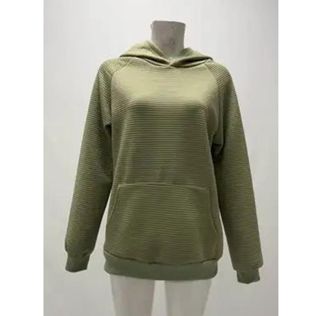 Свитшоты с длинным рукавом для женщин, свободные повседневные однотонные туники с капюшоном, модные текстурные пуловеры, топы на осень с карманом