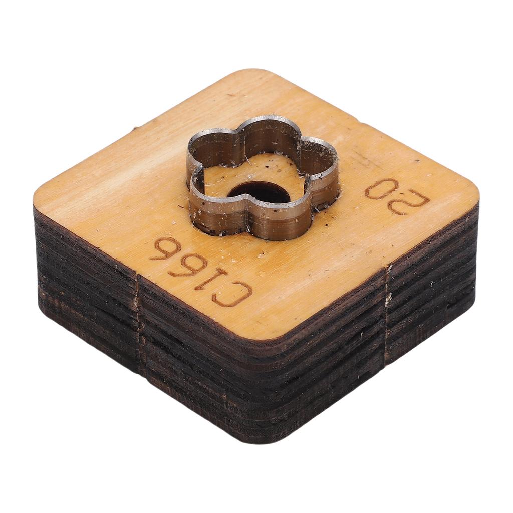 Leather Cutting Die with Wood Base Flower Shape Punching Mold for Keyring Making Crafting Projects