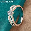 925 Sterling Silver Hollow V Zircon 7 8 9 10 Ring For Women Fashion Jewelry