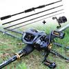Fishing Rods and Reels Combos 4 Section Carbon Fiber Fishing Rod With 13BB Baitcasting Fishing Reels