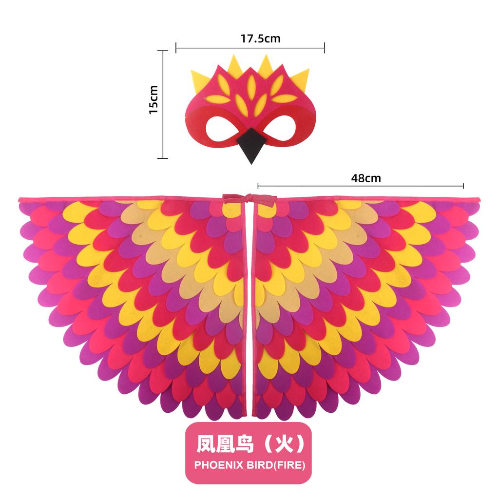 Animal Bird Wings+Mask Suit Stage Performance Peacock Owl Parrot Bird Felt Cape Halloween Bird Funny Party Cosplay Cloak