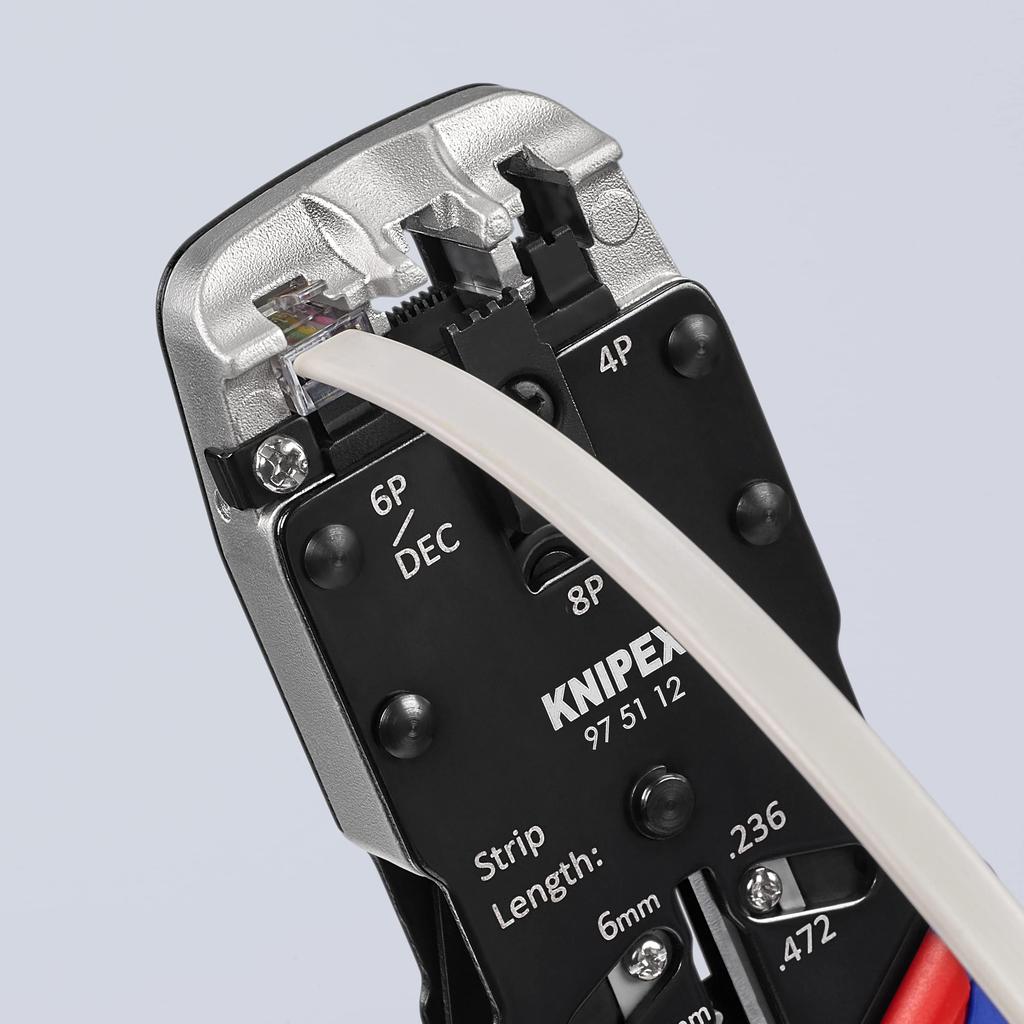 Клещи для обжима телефонных плоских кабелей KNIPEX Western Plug, для резки и зачистки, 4/6/8 пин, 9751-12SB