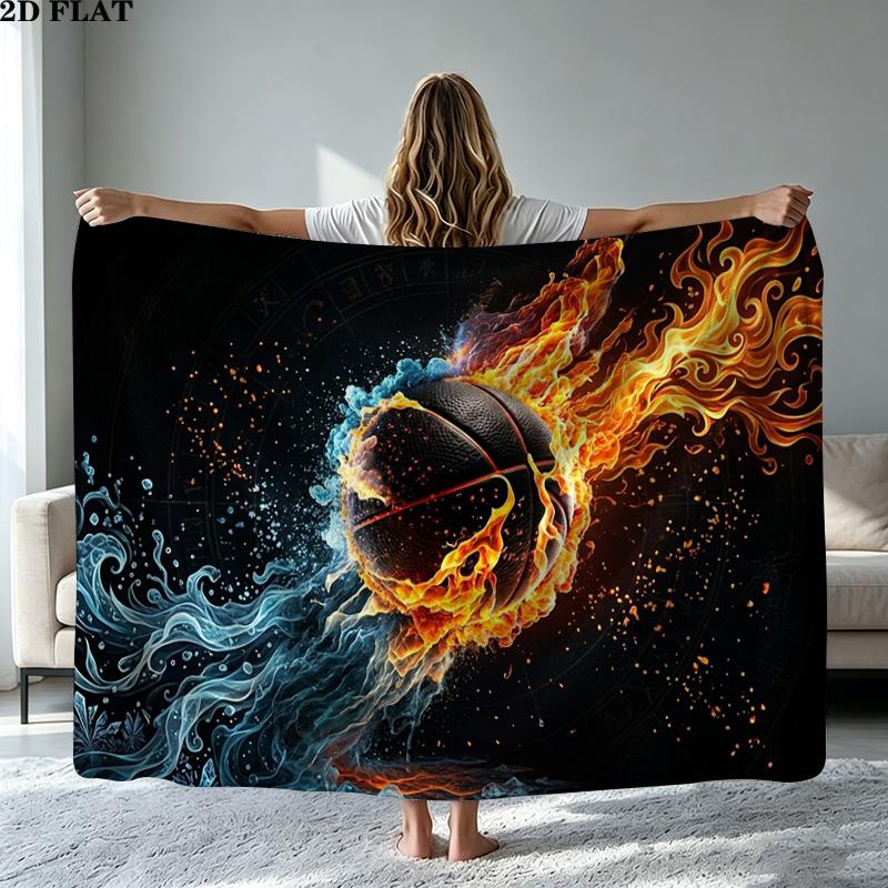 Basketball Print Flannel Blanket High Quality Warm Comfortable Cover for All Seasons Perfect for Gifts Home Decor