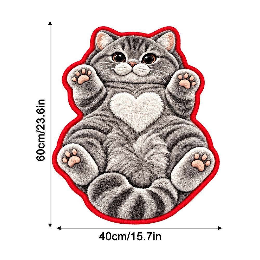 Soft Cat-Shaped Area Rug 2D Bedside Door Mat Cute Entryway Floor Mat Home Decor