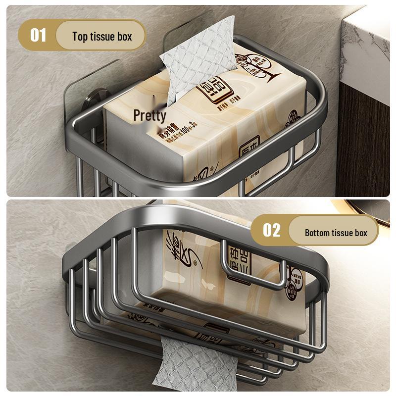 Настенный держатель для туалетной бумаги для ванной комнаты без сверления - Коробка для хранения рулонной туалетной бумаги